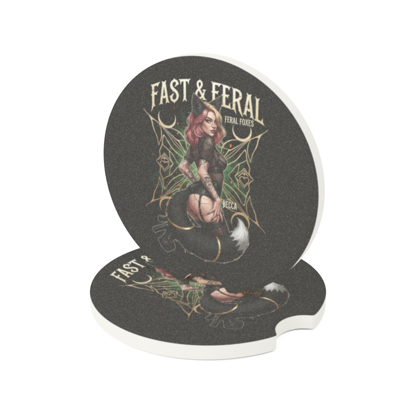 Feral Foxes Becca Car Coaster