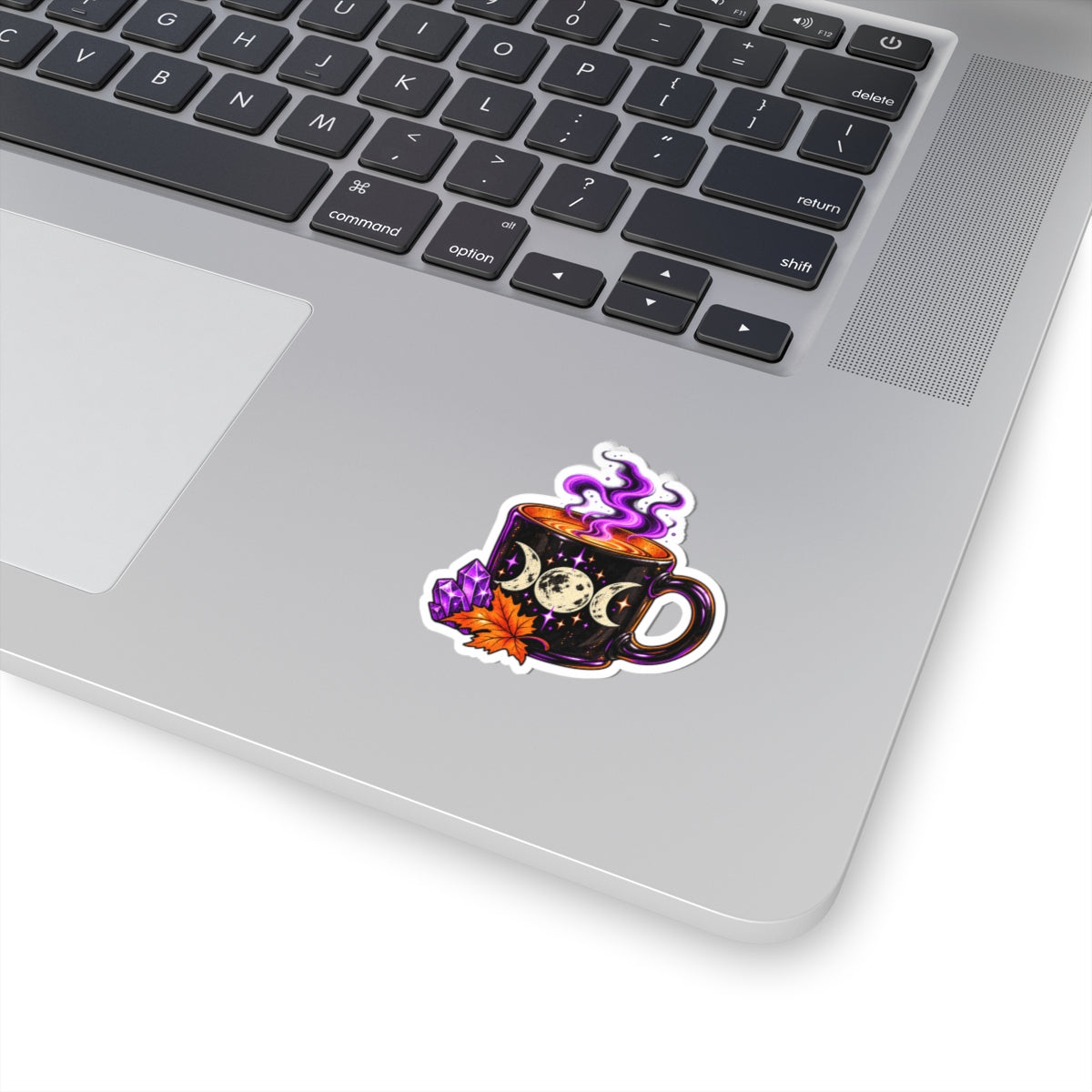 Triple Moon Mug sticker | Witchy Autumn coffee, crystals, purple steam