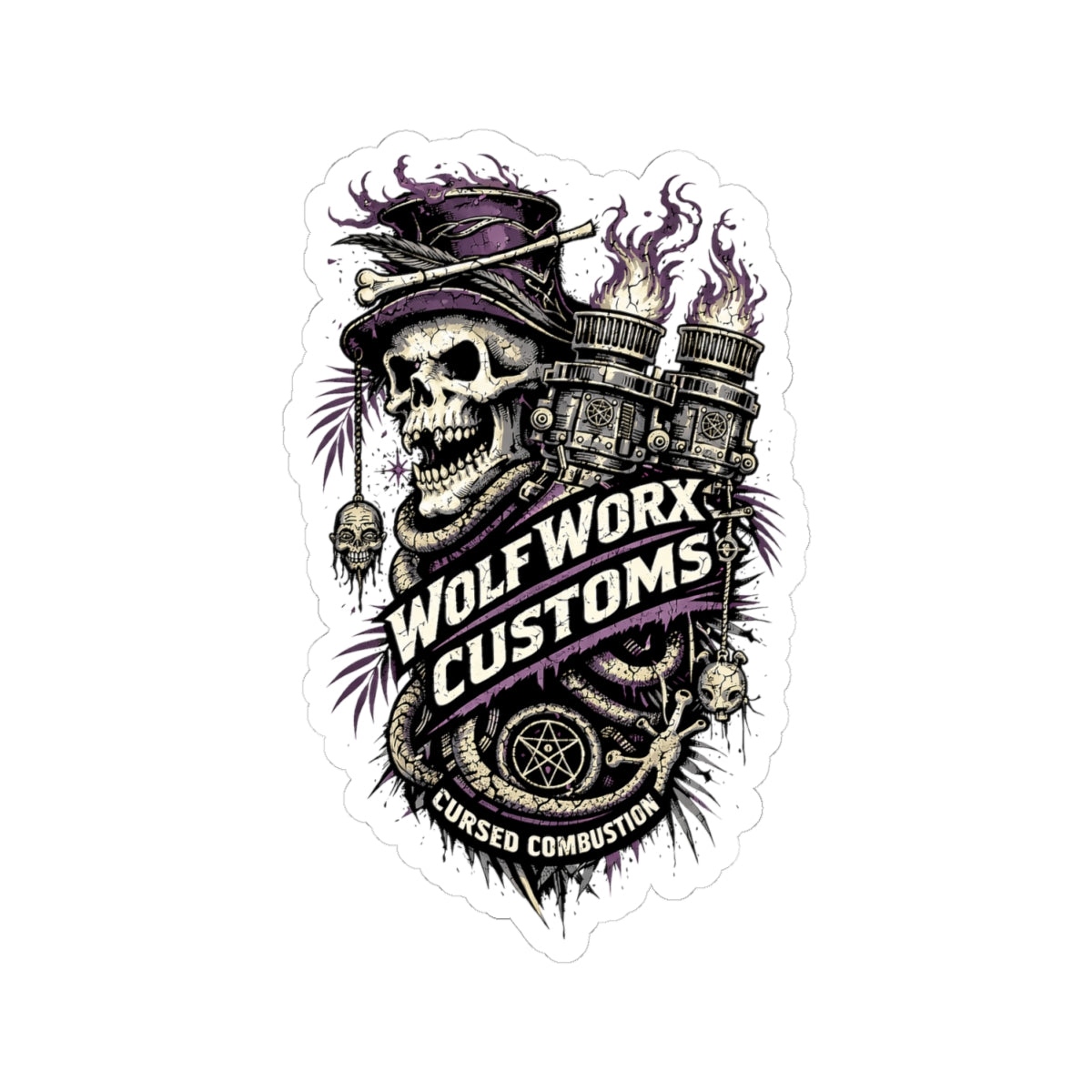 Wolf Worx Customs Cursed Combustion Sticker