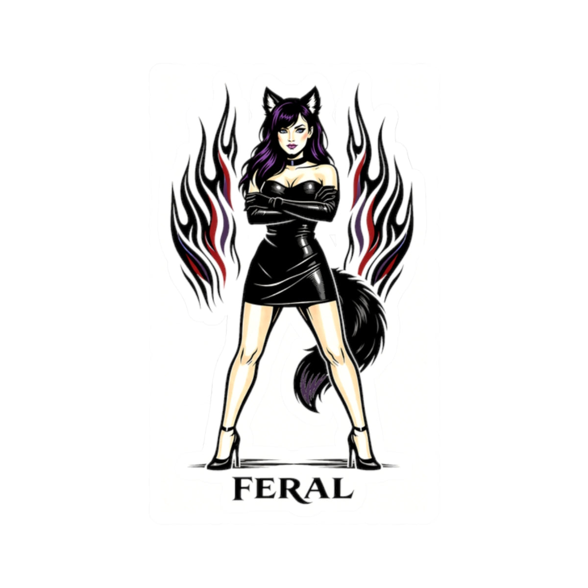 Wolf Worx Customs Feral Pinup Sticker