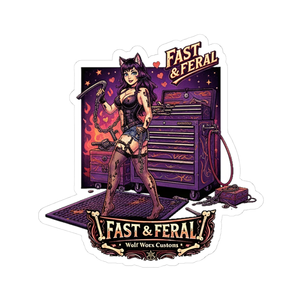 Wolf Worx Customs Fast & Feral Anime Sticker