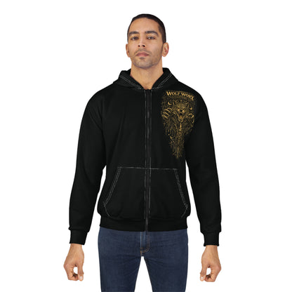 Wolf Worx Customs Zip Hoodie — Vintage Wolf Mechanic Graphic, West Palm Beach Performance Jacket