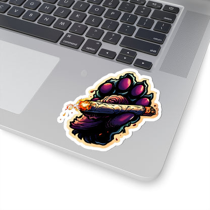 Smoking Paw Sticker | Kiss-Cut Vinyl Sticker, Grunge Cat Paw Holding Joint