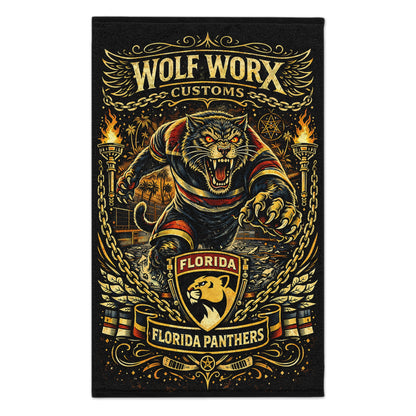 Wolf Worx Customs Florida Panthers Fan Rally Towel — Vintage Winter Classic Jersey Meets Von Dutch Pinstripe Hand Designed