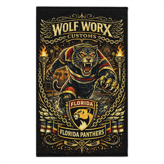 Wolf Worx Customs Florida Panthers Fan Rally Towel — Vintage Winter Classic Jersey Meets Von Dutch Pinstripe Hand Designed