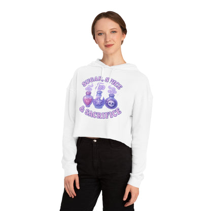 Sugar, Spice & Sacrifice cropped hoodie | Potion bottles witchy graphic