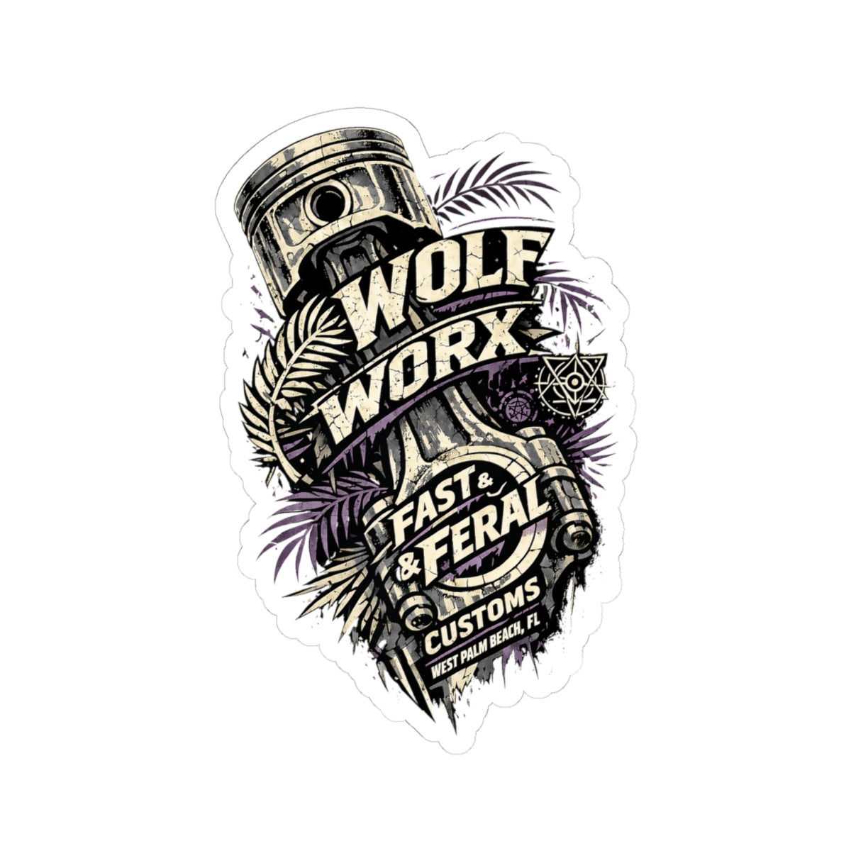 Wolf Worx Customs Piston Palm Sticker