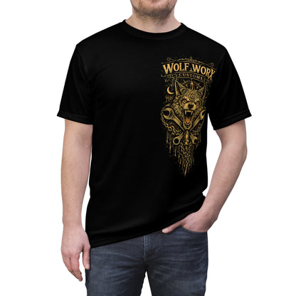 Wolf Worx Customs Gold Wolf Tee – Vintage Motorcycle Skull Graphic T-Shirt