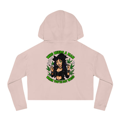 Who Needs A Man... Trendy Women’s Cropped Hooded Sweatshirt with Fun Cannabis Designs | Perfect for Casual Outings, Festivals, Gifts, and Self-Care Days, [...]