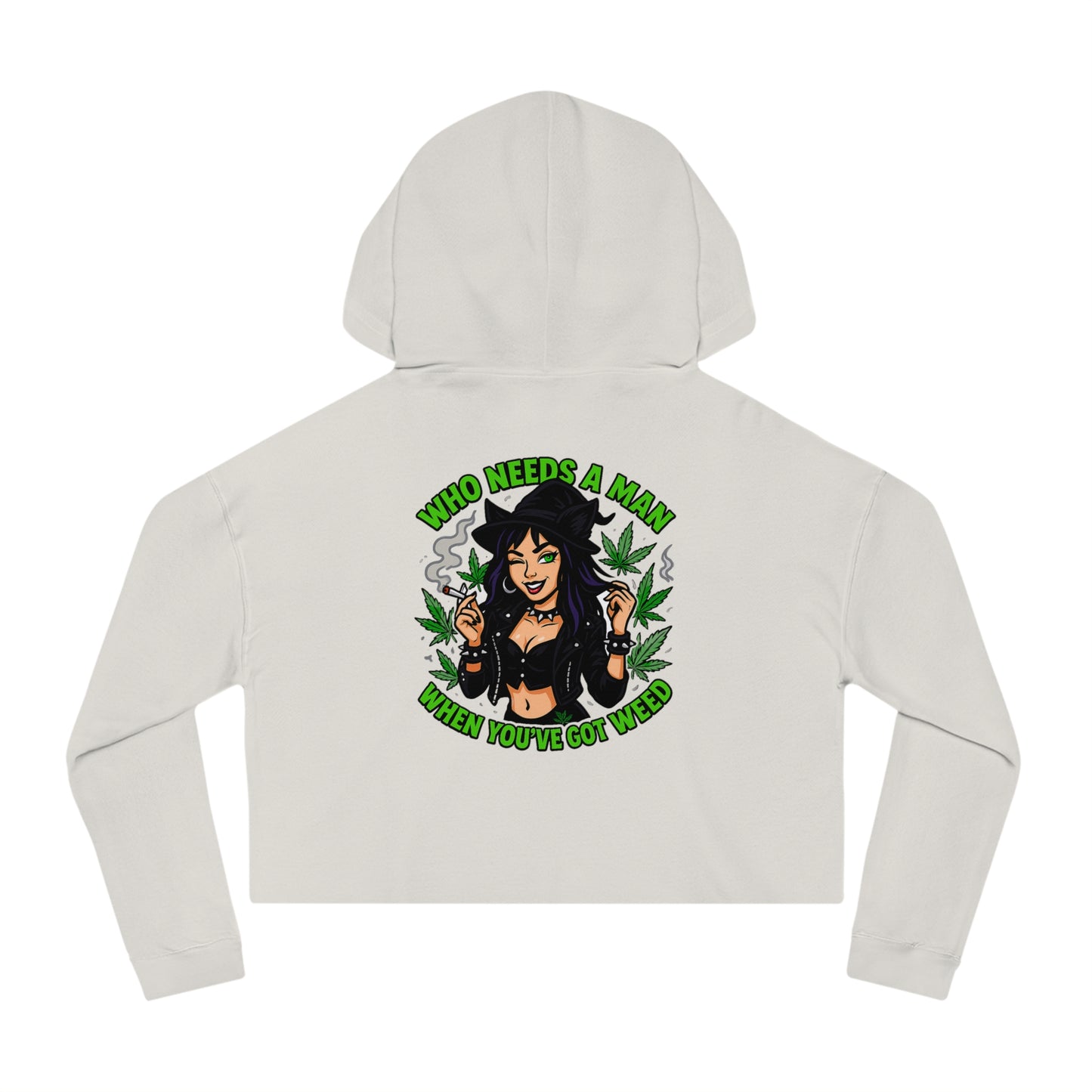 Who Needs A Man... Trendy Women’s Cropped Hooded Sweatshirt with Fun Cannabis Designs | Perfect for Casual Outings, Festivals, Gifts, and Self-Care Days, [...]