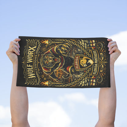 Wolf Worx Customs Florida Panthers Fan Rally Towel — Vintage Winter Classic Jersey Meets Von Dutch Pinstripe Hand Designed