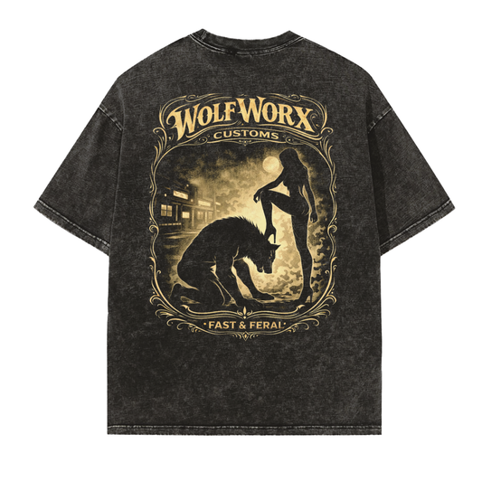 Wolf Worx Customs Gasoline Gospel KNEEL Pinstripe Vintage Washed Frayed Edge T-Shirt