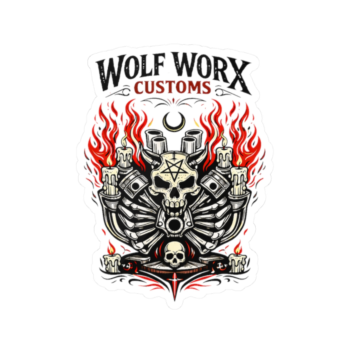 Wolf Worx Customs Motor Fire Sticker