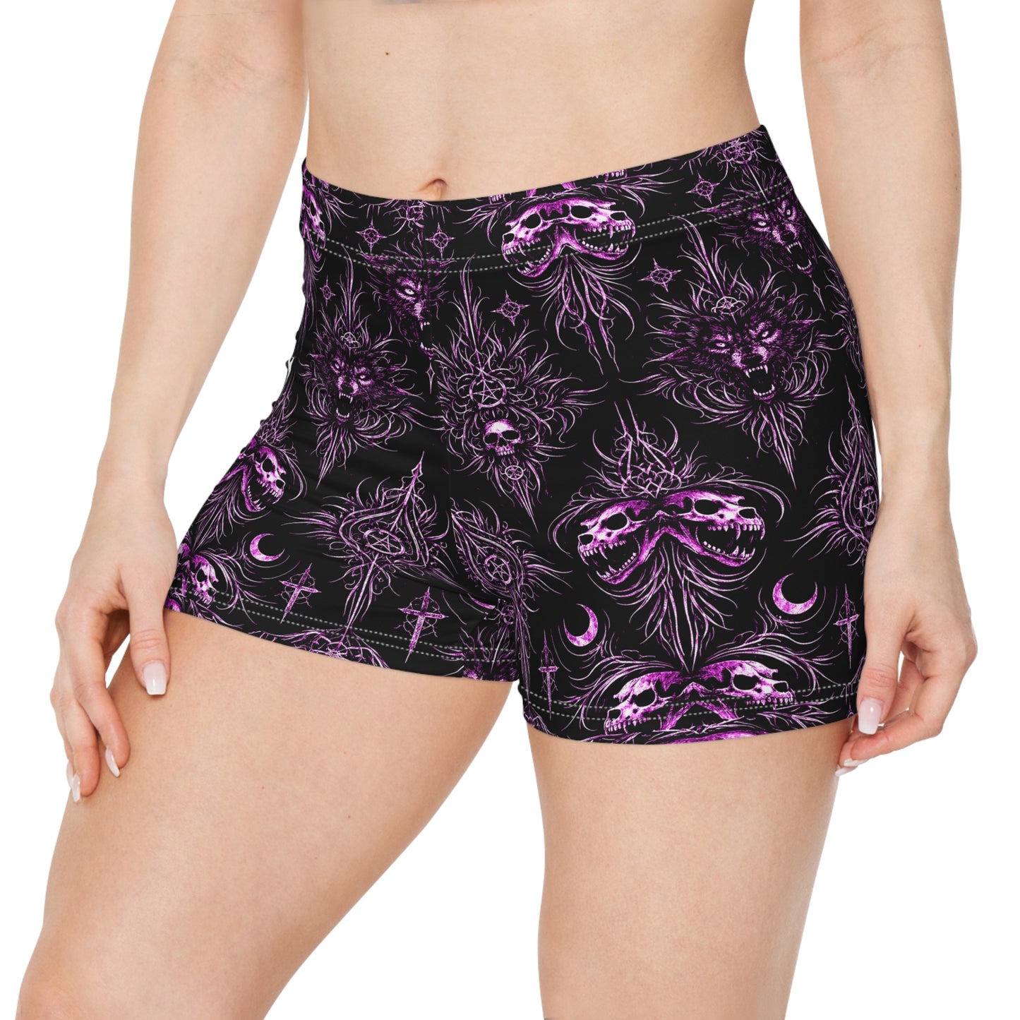 Fast & Feral Womens Purple Pattern Shorts
