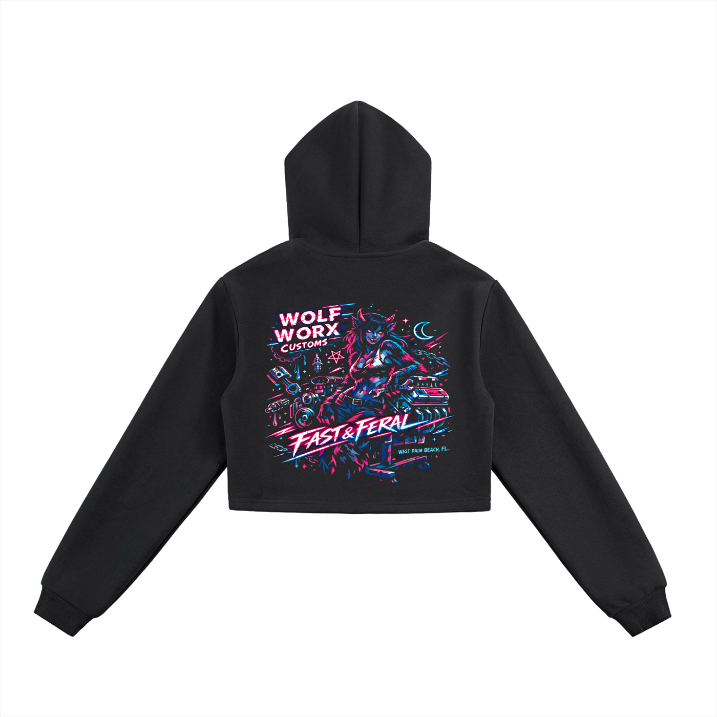 Fast & Feral Neon Alternate Essential Cropped Zip-Up Hoodie