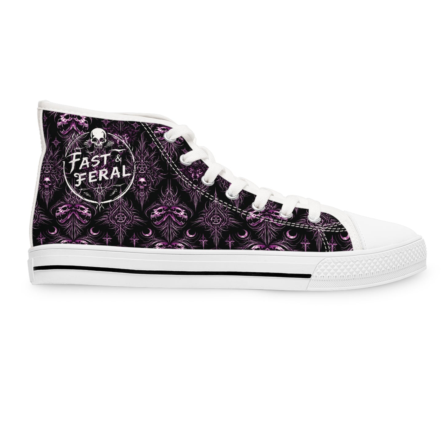 Fast & Feral Purple Skull Women's High Top Sneakers