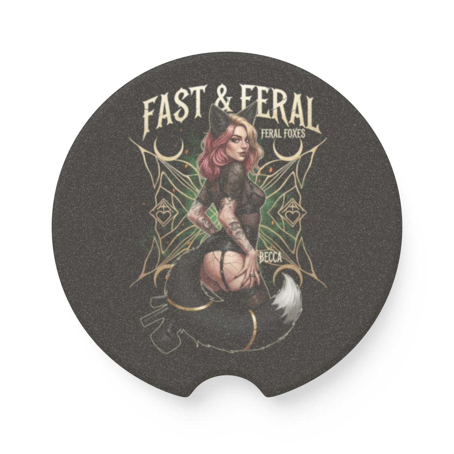 Feral Foxes Becca Car Coaster