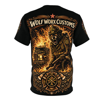 Wolf Worx Customs Hot Rod Heroes Fire Rescue T Shirt