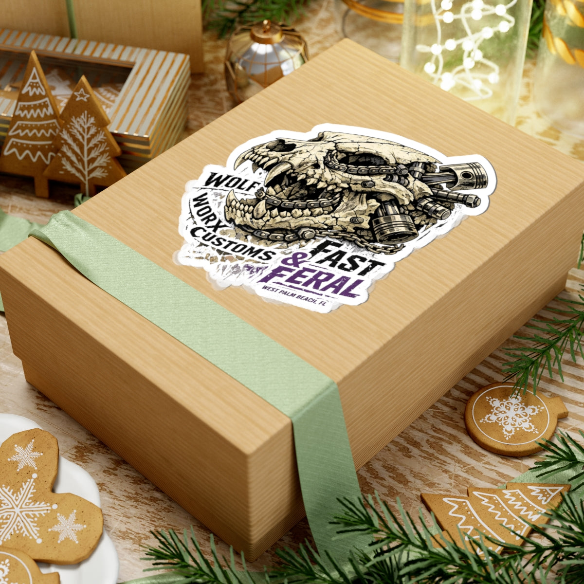 Wolf Worx Customs Skull Pistons Sticker