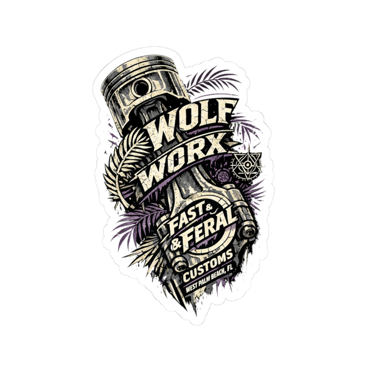 Wolf Worx Customs Piston Palm Sticker