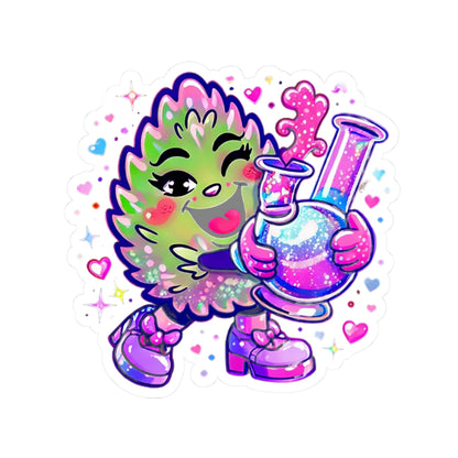 Kawaii Cannabis Nug Character Sticker | Kiss-Cut Sticker