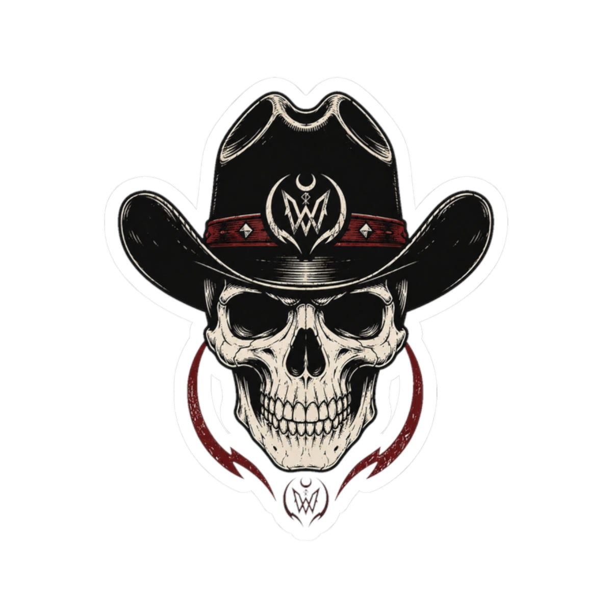 Double W Supply Co Cowboy Skull Sticker