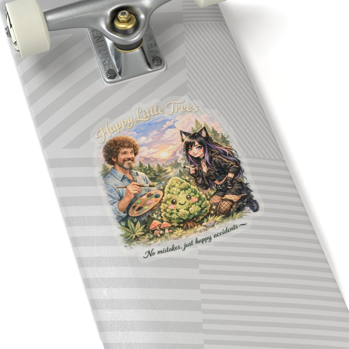 Kenzie Killz Manic Merch Happy Little Trees Bob Ross Sticker