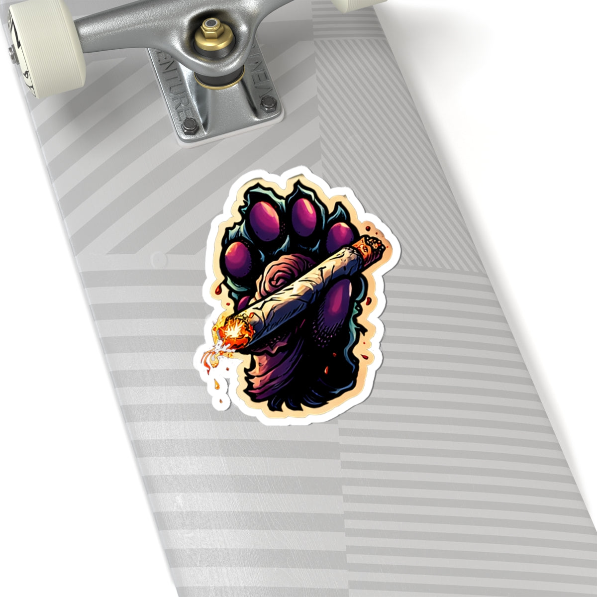 Smoking Paw Sticker | Kiss-Cut Vinyl Sticker, Grunge Cat Paw Holding Joint