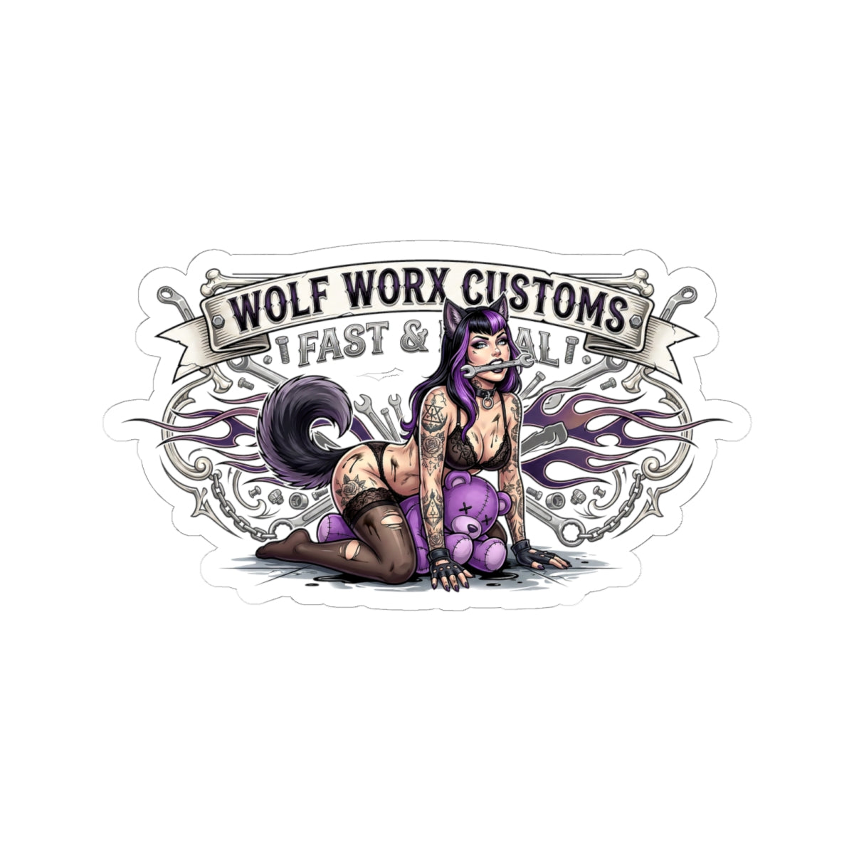Wolf Worx Customs Fast and Feral Sticker