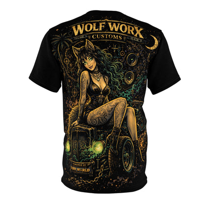 Wolf Worx Customs Gold Wolf Tee – Vintage Motorcycle Skull Graphic T-Shirt