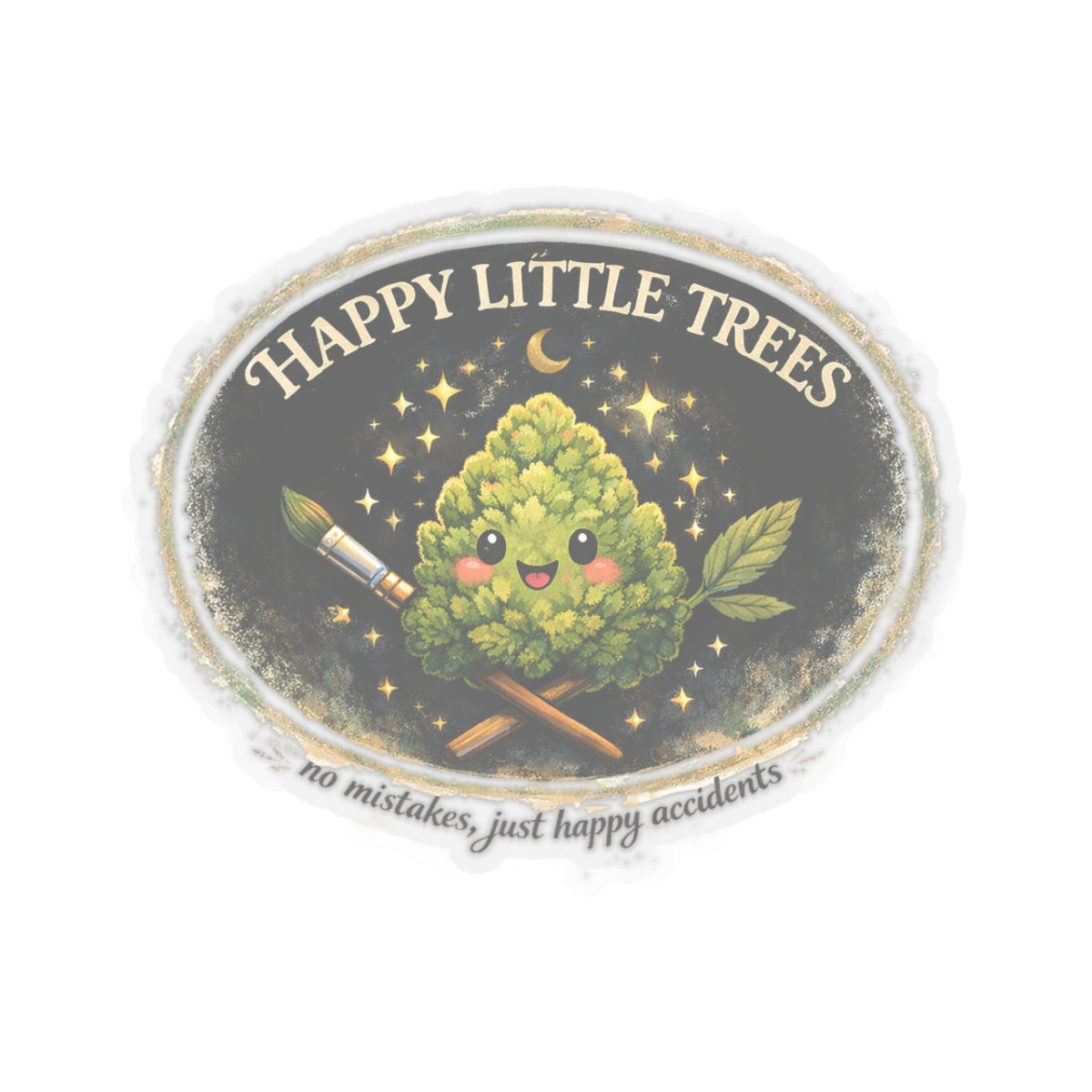 Kenzie Killz Manic Merch Happy Little Trees Badge Sticker