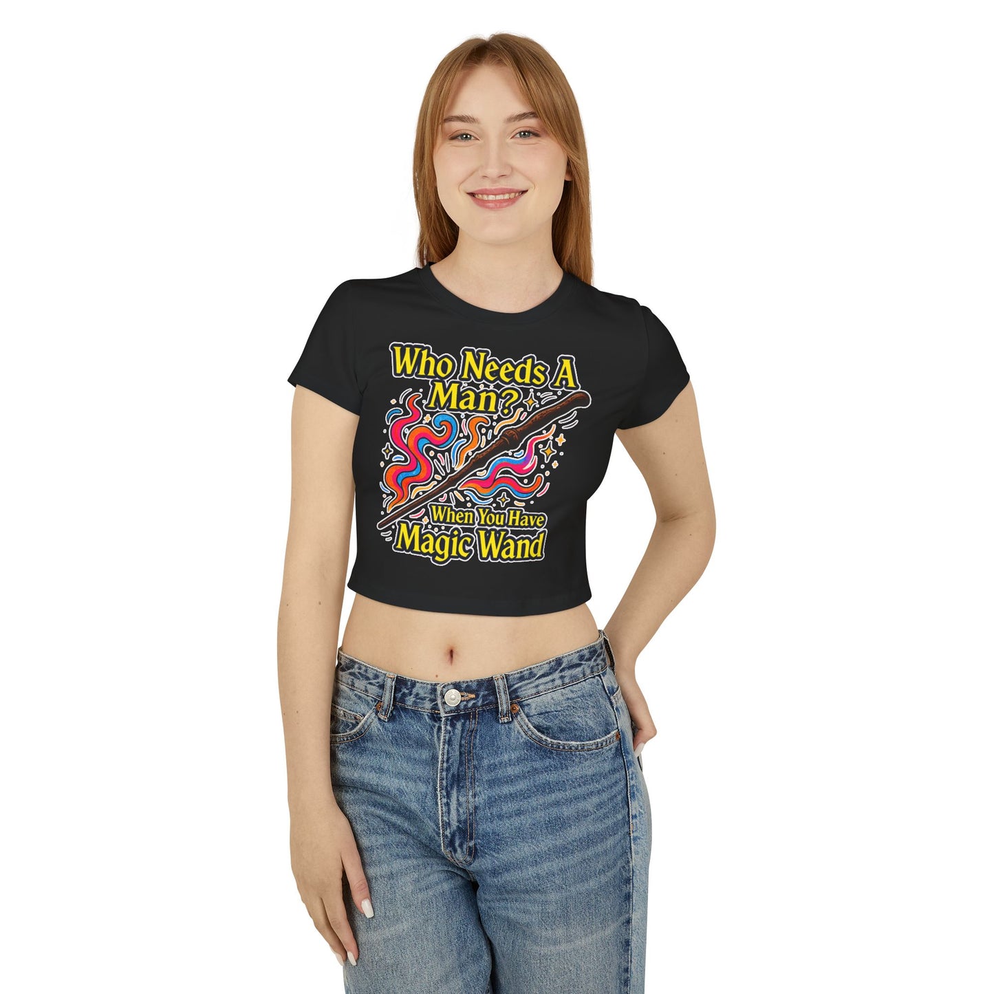 Magic Wand Women's Baby Tee, Cute Graphic Tee, Funny Slogan Shirt, Gift for Her, Casual Wear, Birthday Gift, Trendy Fashion