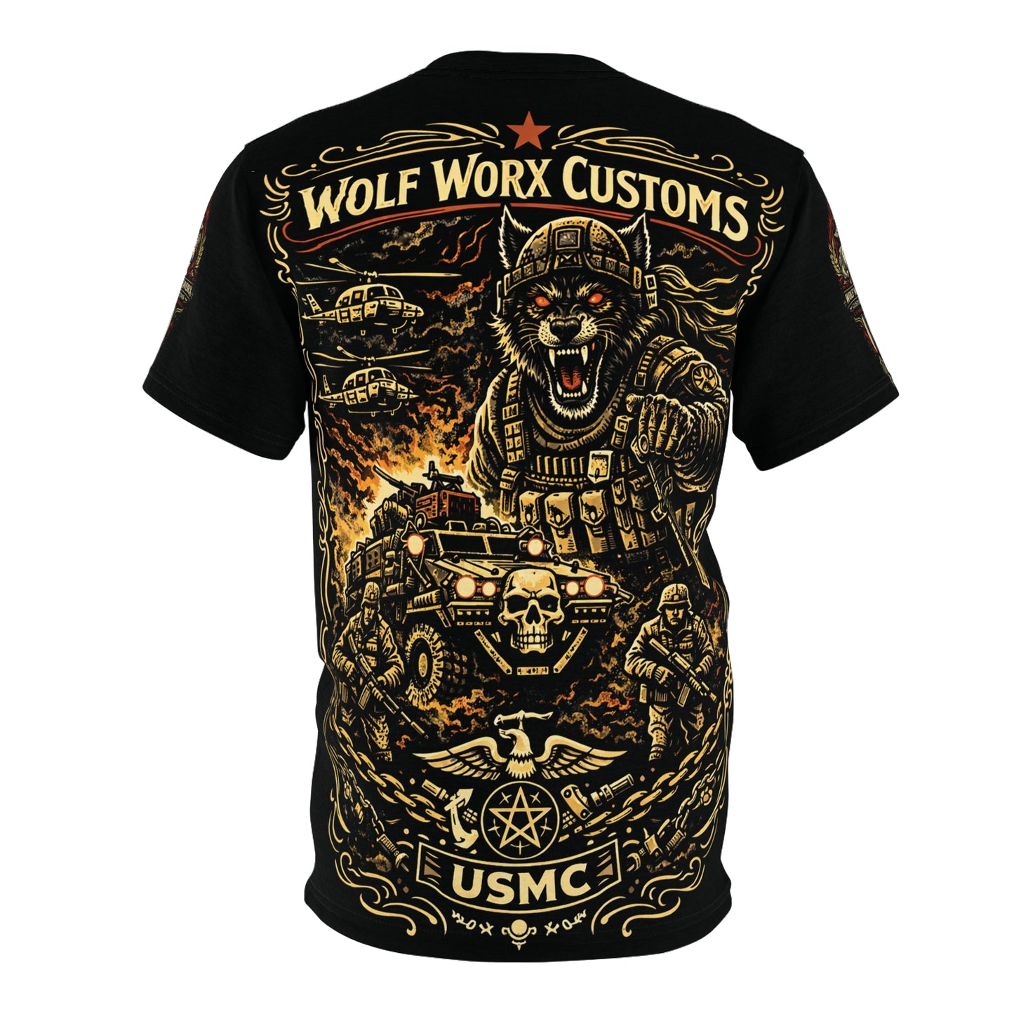 Wolf Worx Customs Hot Rod Heroes US Marines T Shirt