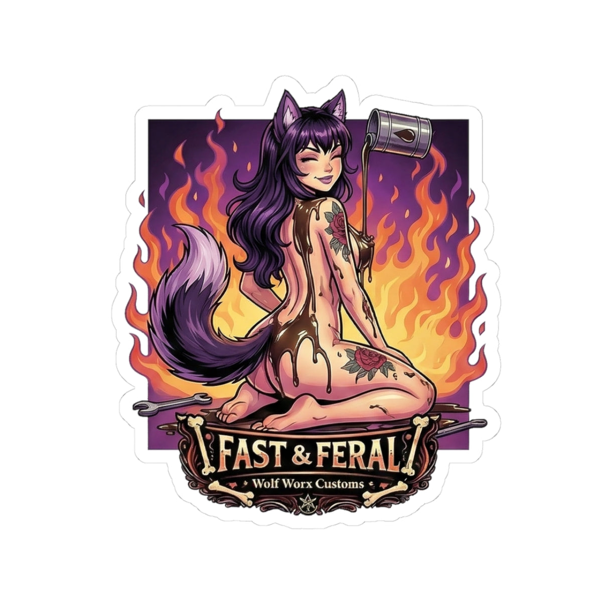 Wolf Worx Customs Fast & Feral Anime Sticker