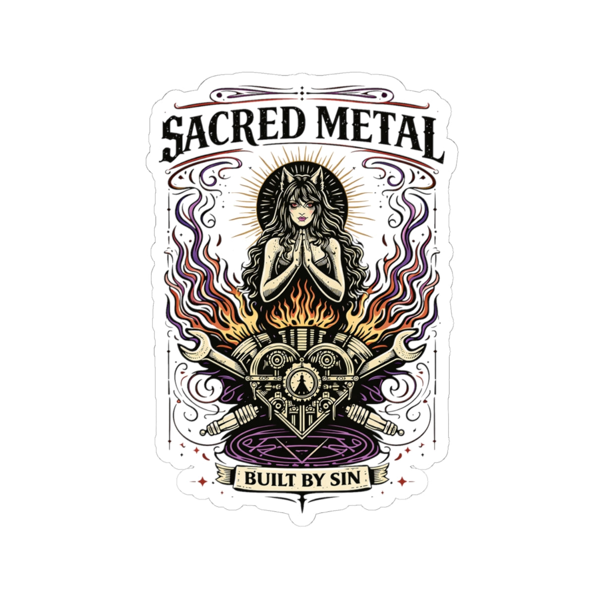 Wolf Worx Customs Sacred Metal Sticker