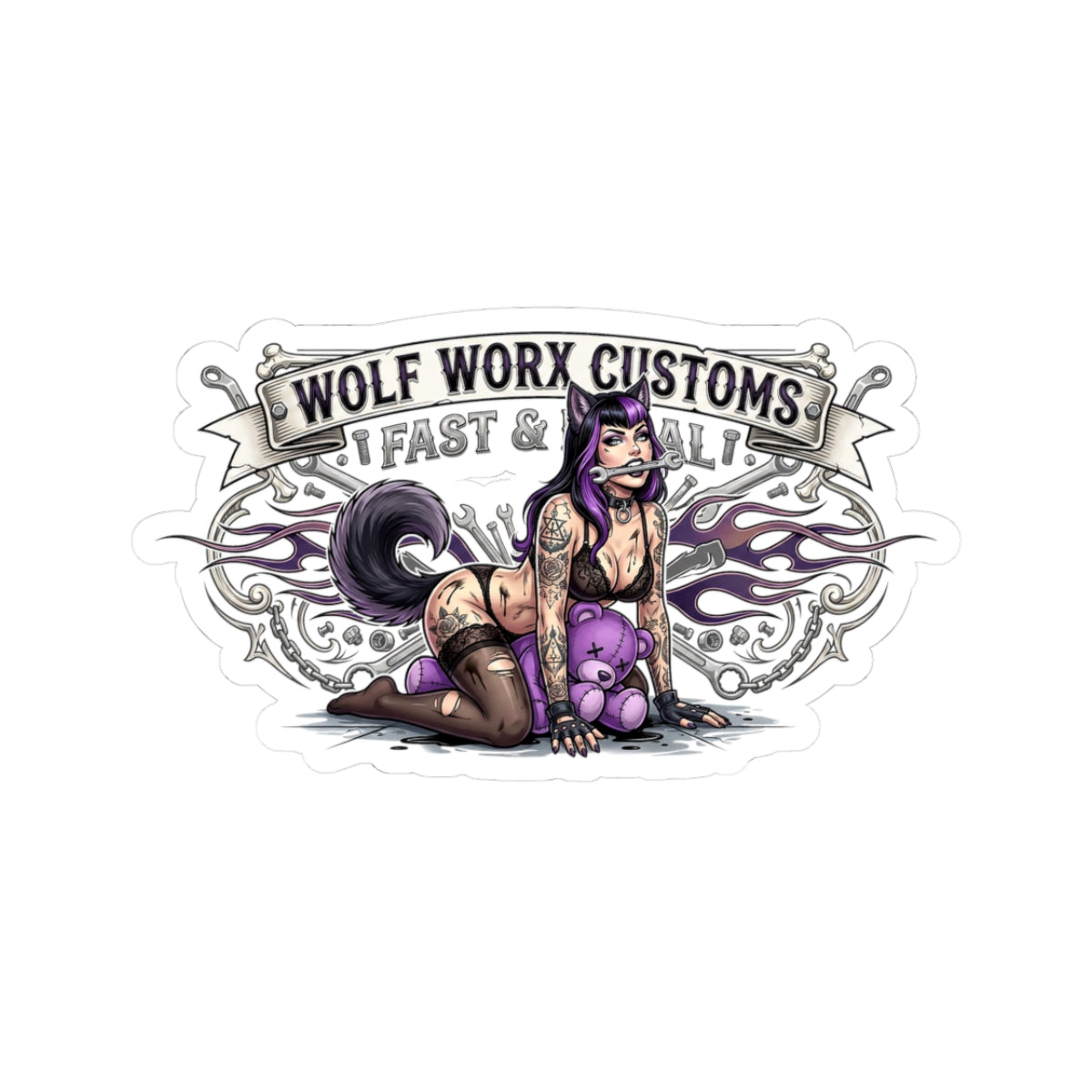 Wolf Worx Customs Fast and Feral Sticker