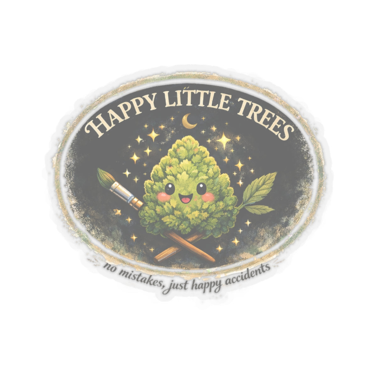 Kenzie Killz Manic Merch Happy Little Trees Badge Sticker