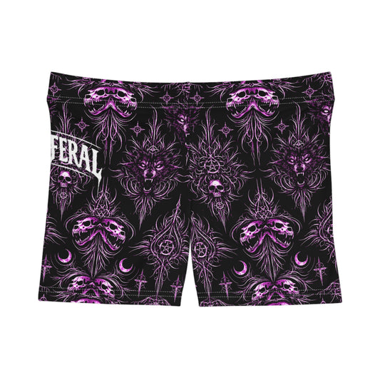 Fast & Feral Womens Purple Pattern Shorts
