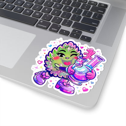 Kawaii Cannabis Nug Character Sticker | Kiss-Cut Sticker