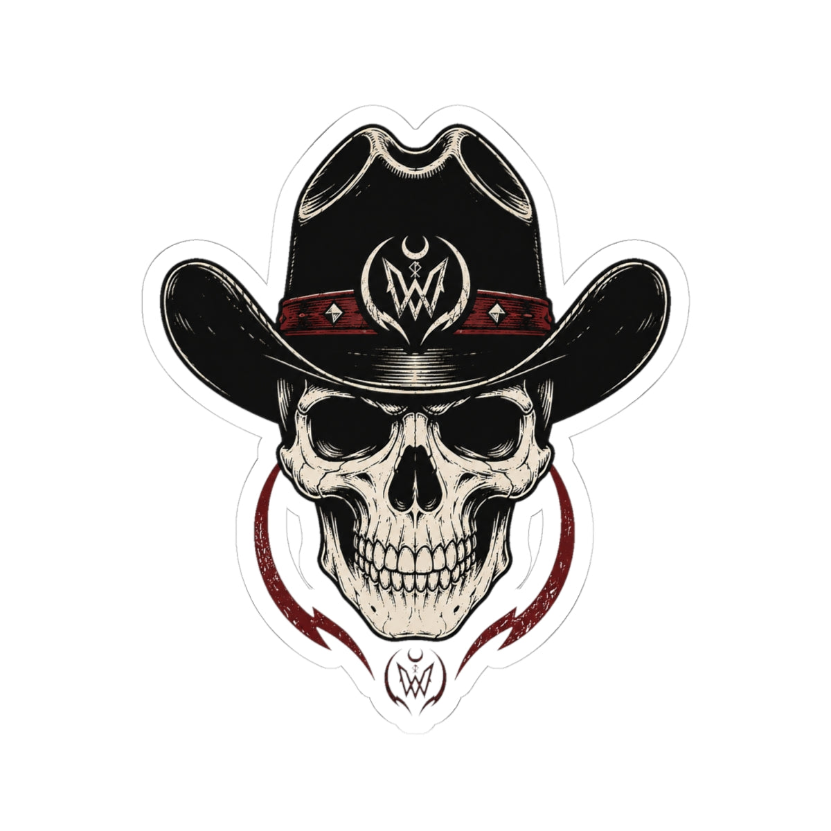 Double W Supply Co Cowboy Skull Sticker