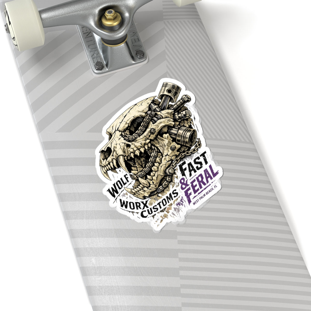 Wolf Worx Customs Skull Pistons Sticker