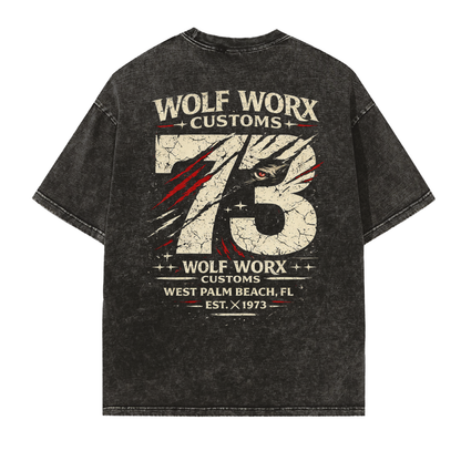 Wolf Worx Customs Gasoline Gospel 73 Vintage Washed Frayed Edge T-Shirt