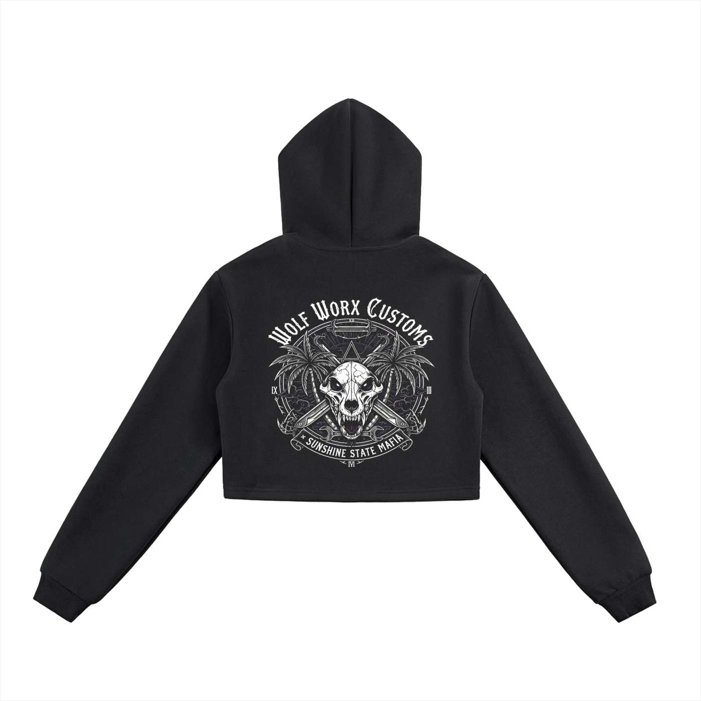 Wolf Worx Customs Sunshine State Mafia Barbed Wire Essential Cropped Zip-Up Hoodie