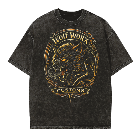Wolf Worx Customs Gasoline Gospel Rag Dress Vintage Washed Frayed Edge T-Shirt