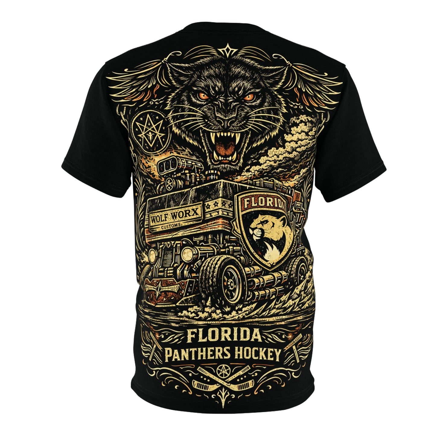 Wolf Worx Customs Florida Panthers Hot Rod Zamboni Pinstripe T Shirt