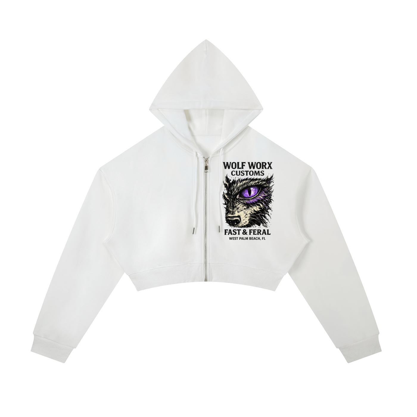 Fast & Feral Naughty Teddy Bear Essential Cropped Zip-Up Hoodie