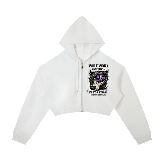 Fast & Feral Naughty Teddy Bear Essential Cropped Zip-Up Hoodie