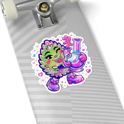 Kawaii Cannabis Nug Character Sticker | Kiss-Cut Sticker