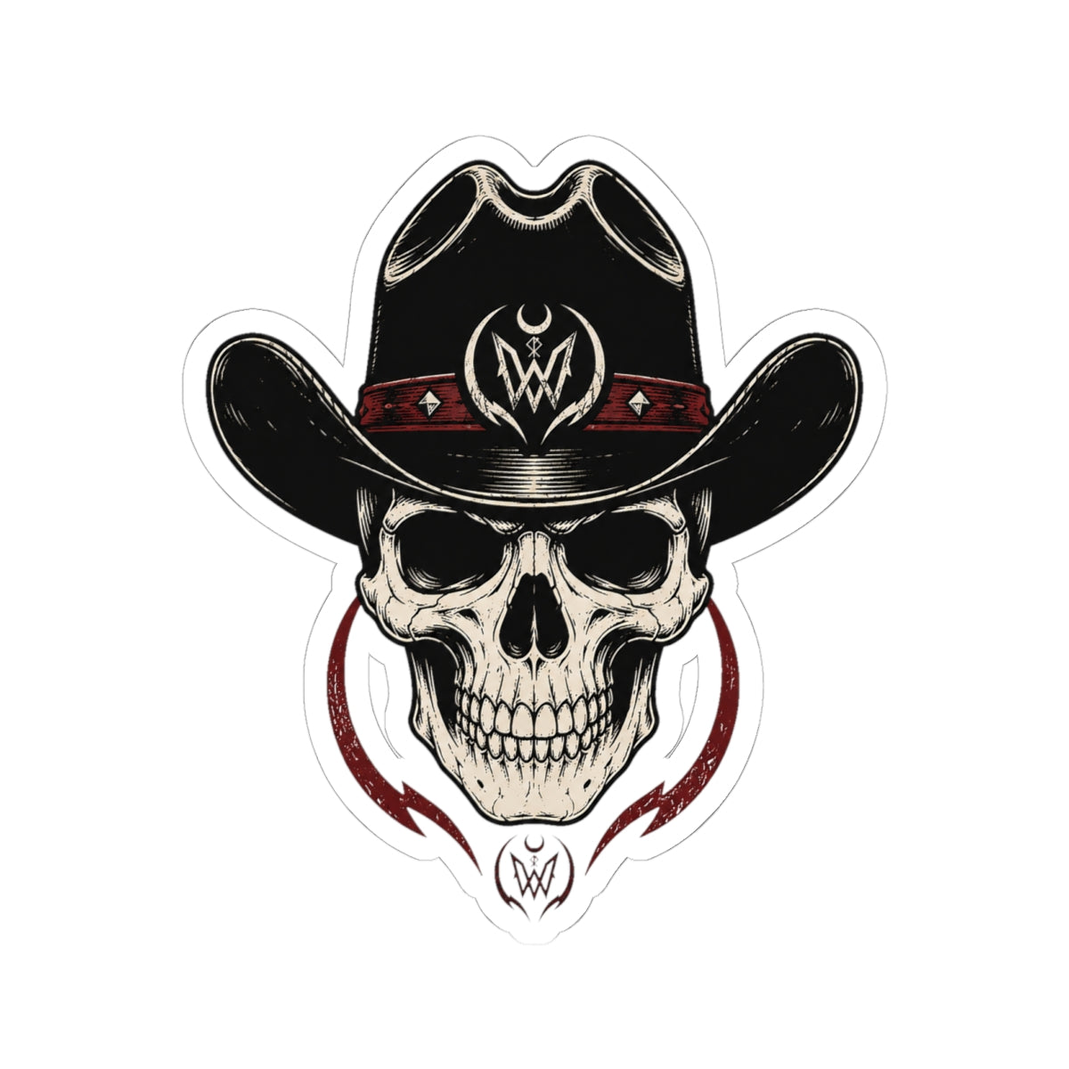 Double W Supply Co Cowboy Skull Sticker