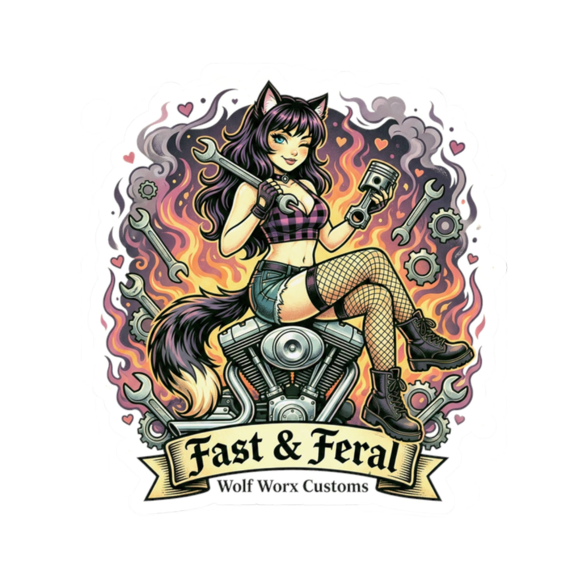 Wolf Worx Customs Fast & Feral Anime Sticker